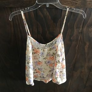 Sheer white floral tank top
